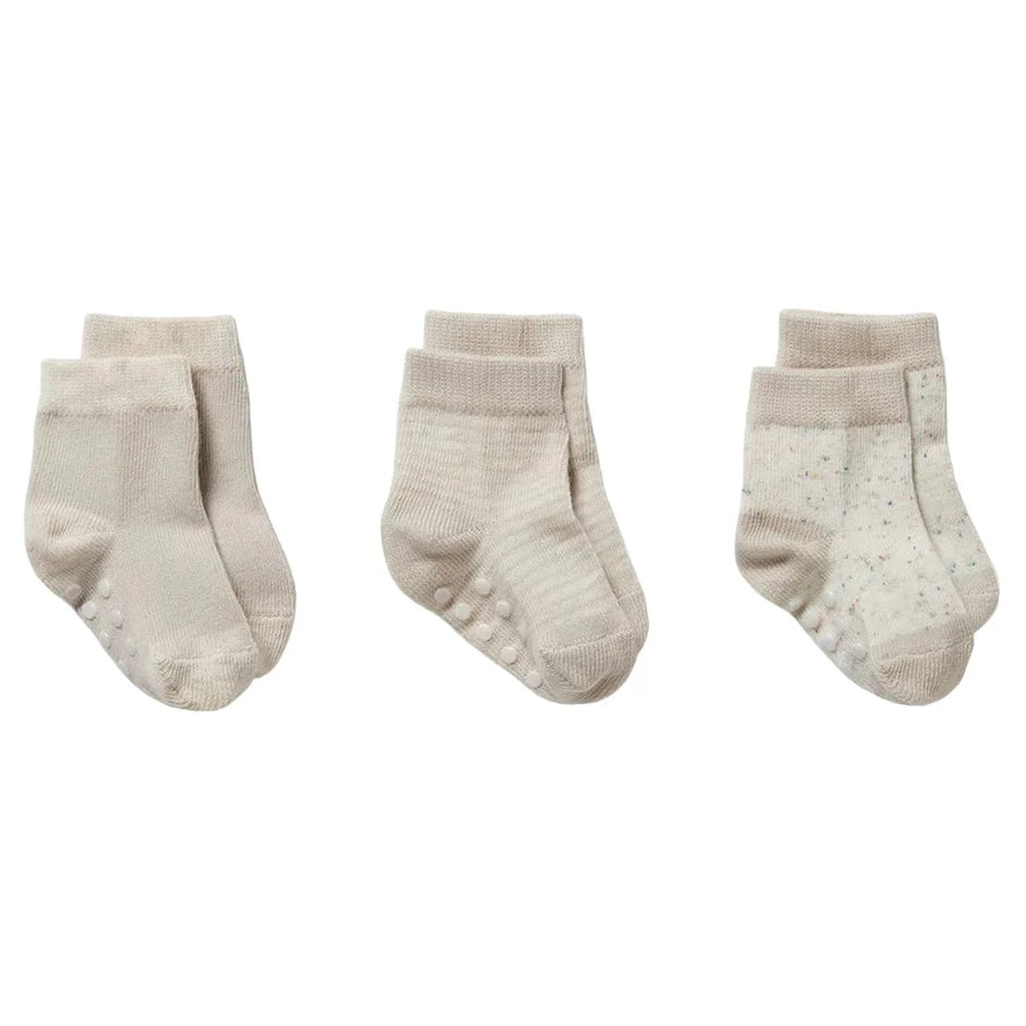 3 Pack Baby Socks - Clay