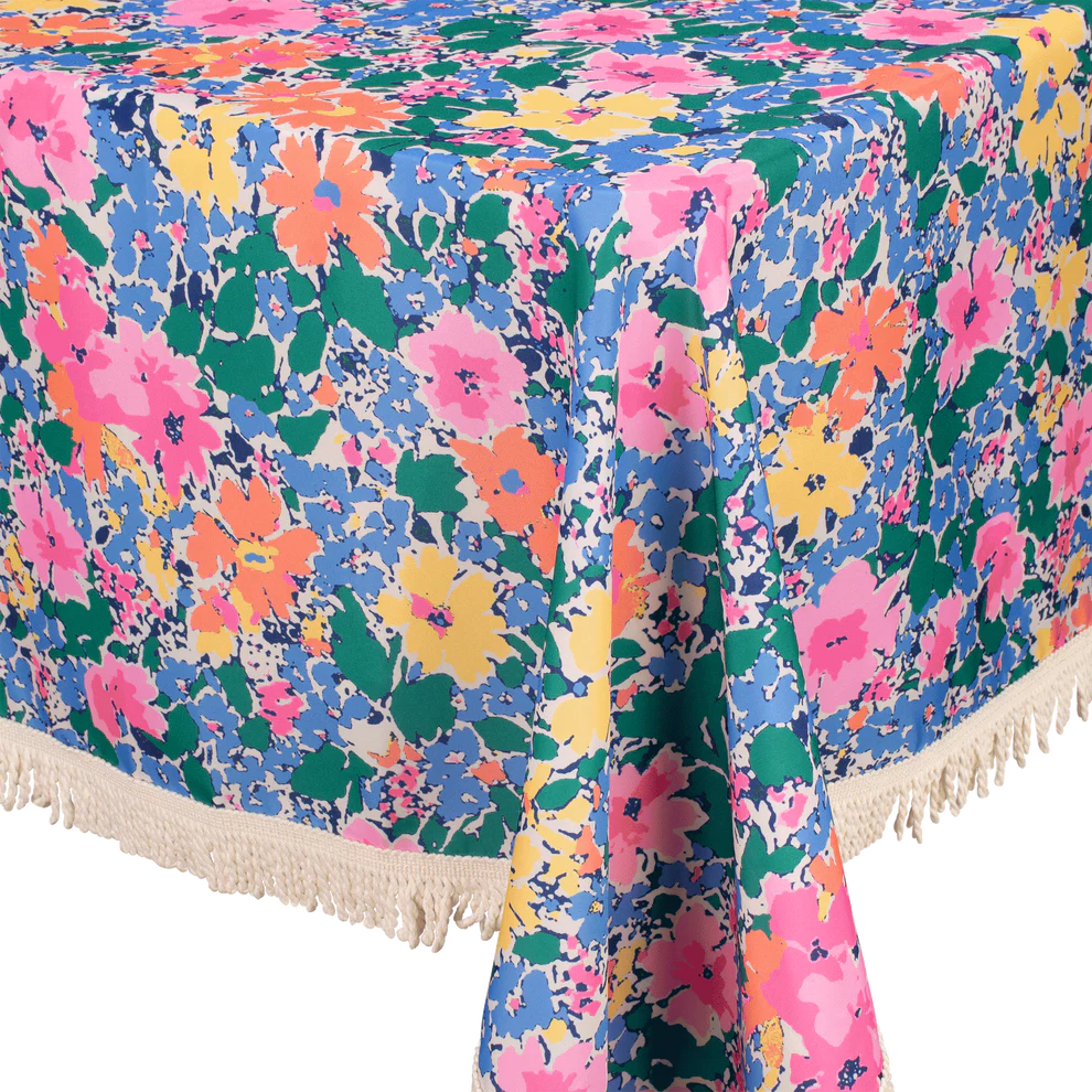 Fringed Tablecloth - Rainbow Garden - NEW