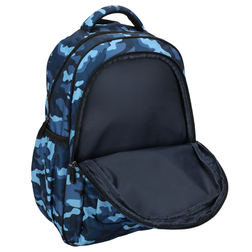 Large School Backpack - Blue Camouflage