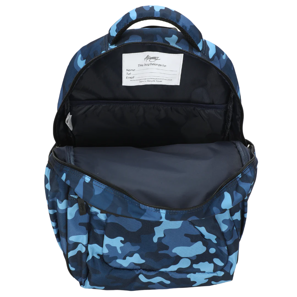 Large School Backpack - Blue Camouflage