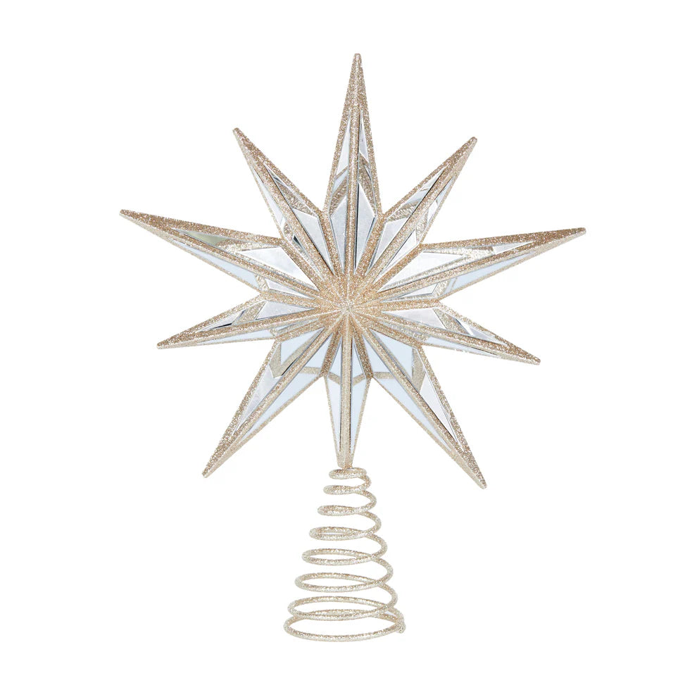 9 Point Mirrored Tree Topper - Champagne