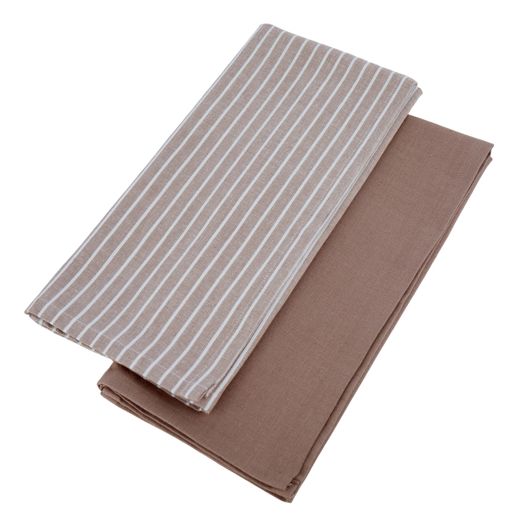 Butcher Stripe Tea Towel Set/2 - Taupe