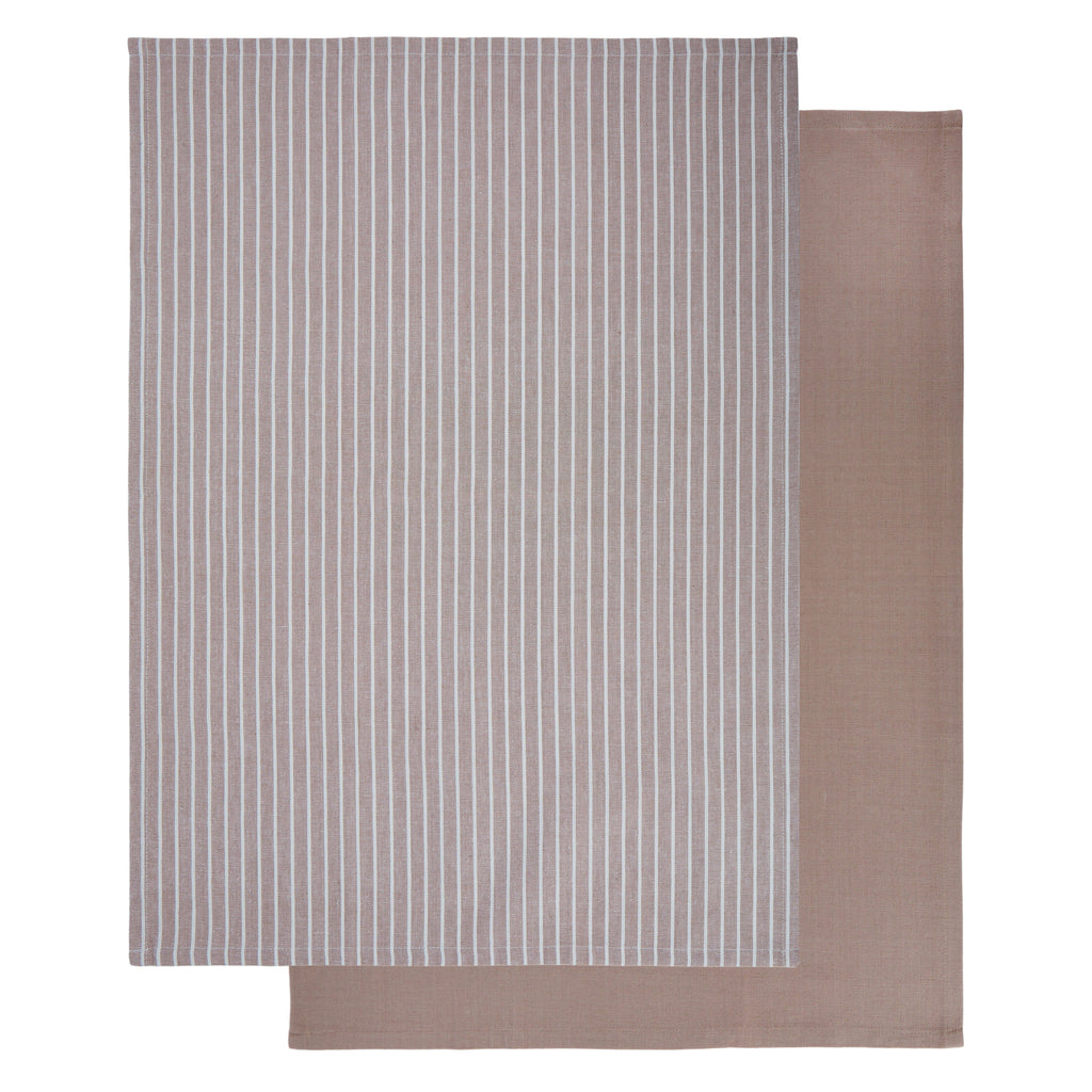 Butcher Stripe Tea Towel Set/2 - Taupe