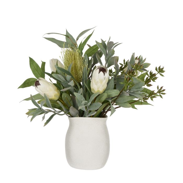 Australis Protea Eucalyptus Mix in Malia Pot