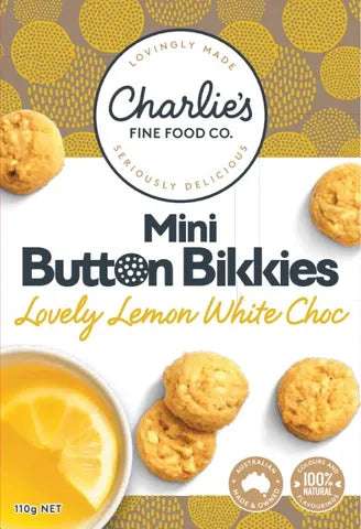 Mini Button Bikkies - Lovely Lemon White Choc 110g