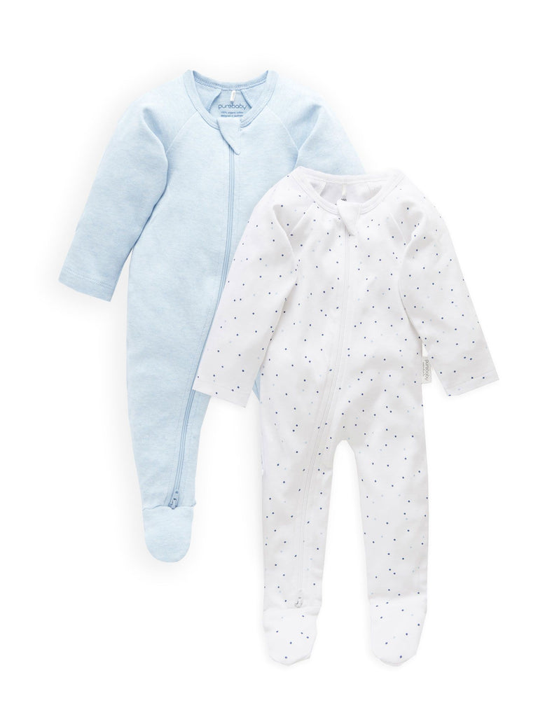 2 Pack Zip Growsuit - Pale Blue Spot - Size 00000 (Prem)