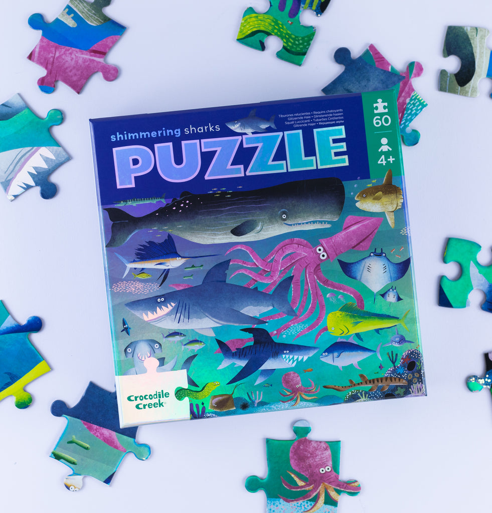 Foil Puzzle - 60 pc - Shimmering Sharks