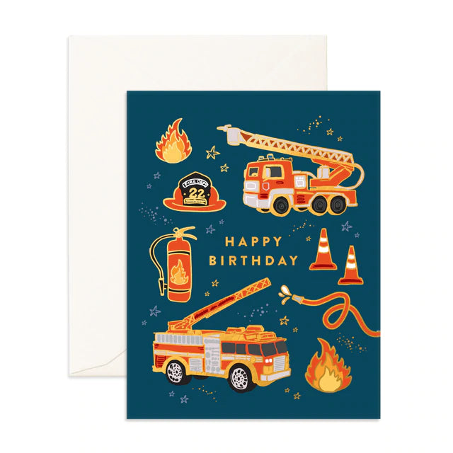 Happy Birthday Fire Truck Card