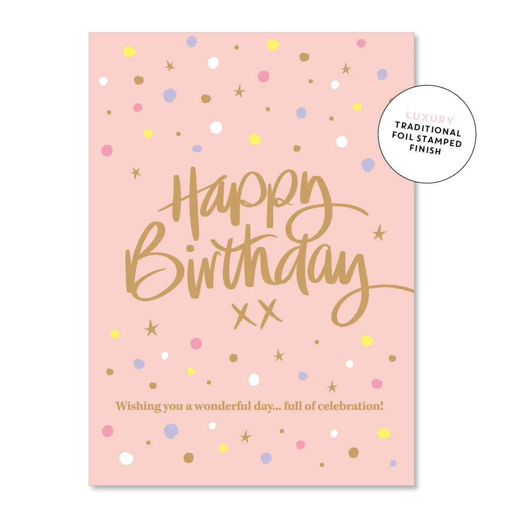 Happy Birthday Peachy Confetti Card