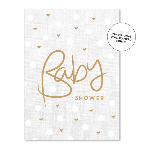 Baby Shower Linen Hearts Card