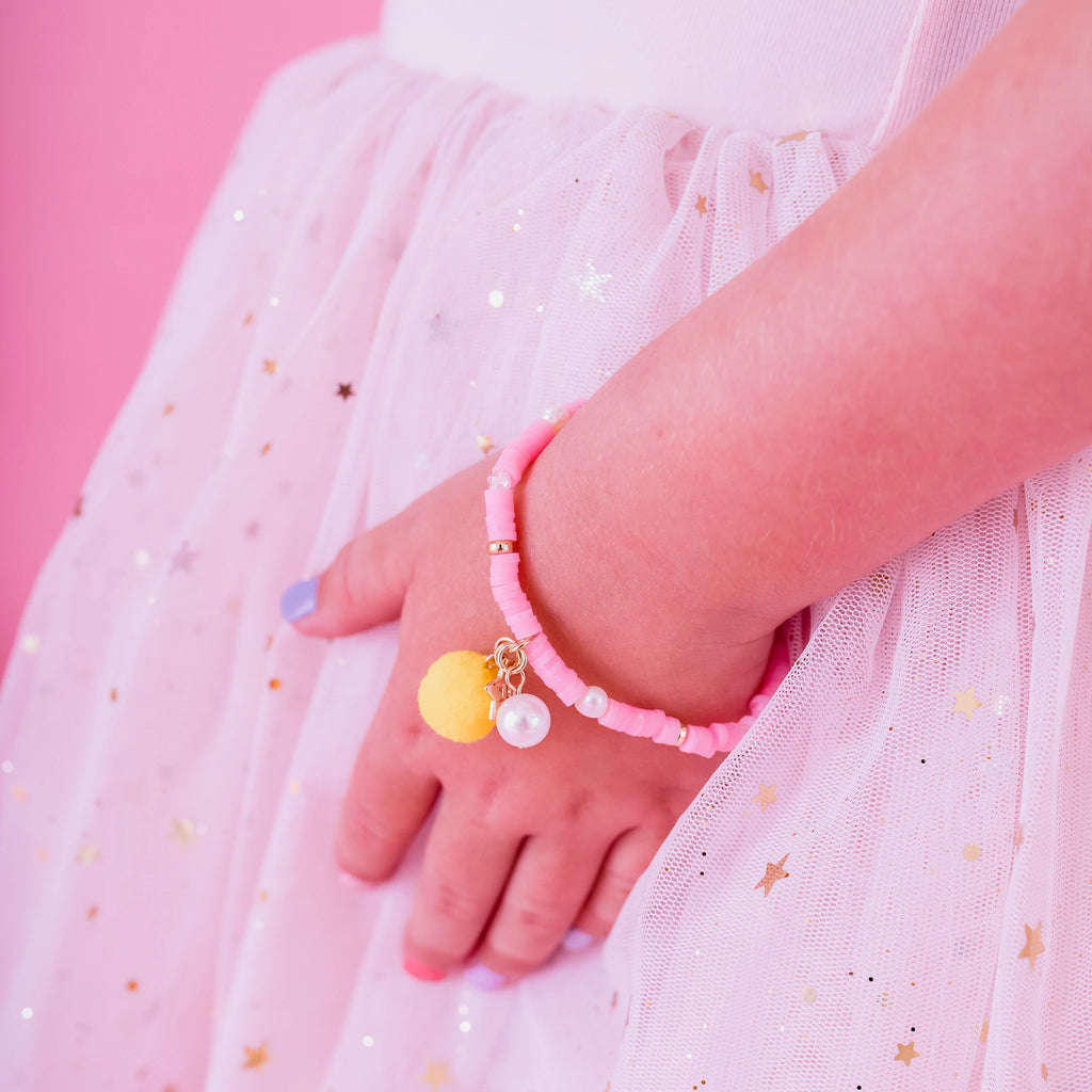 Pink Pom Pom Elastic Bracelet