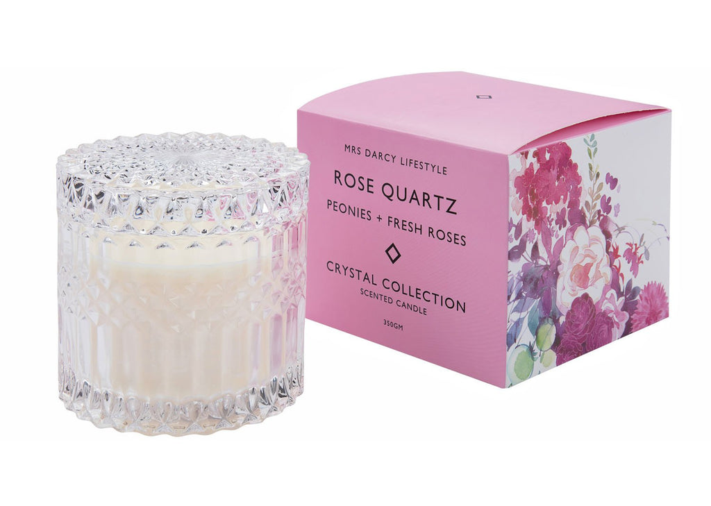 Rose Quartz Candle - Peonies + Fresh Roses