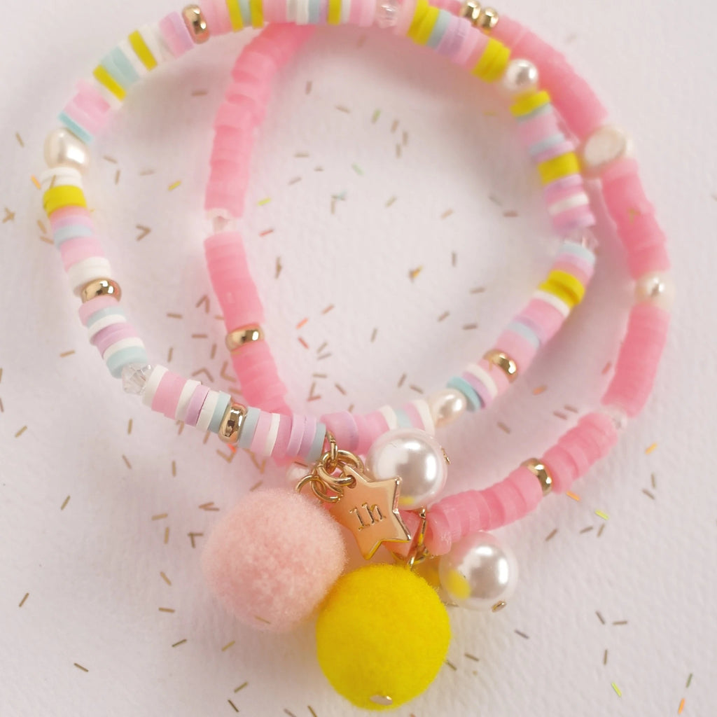 Pink Pom Pom Elastic Bracelet
