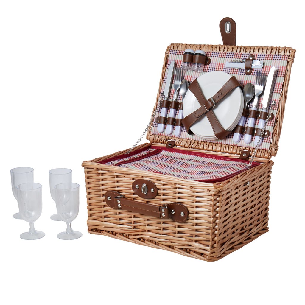 Carousel 4 Person Picnic Basket with Cooler
