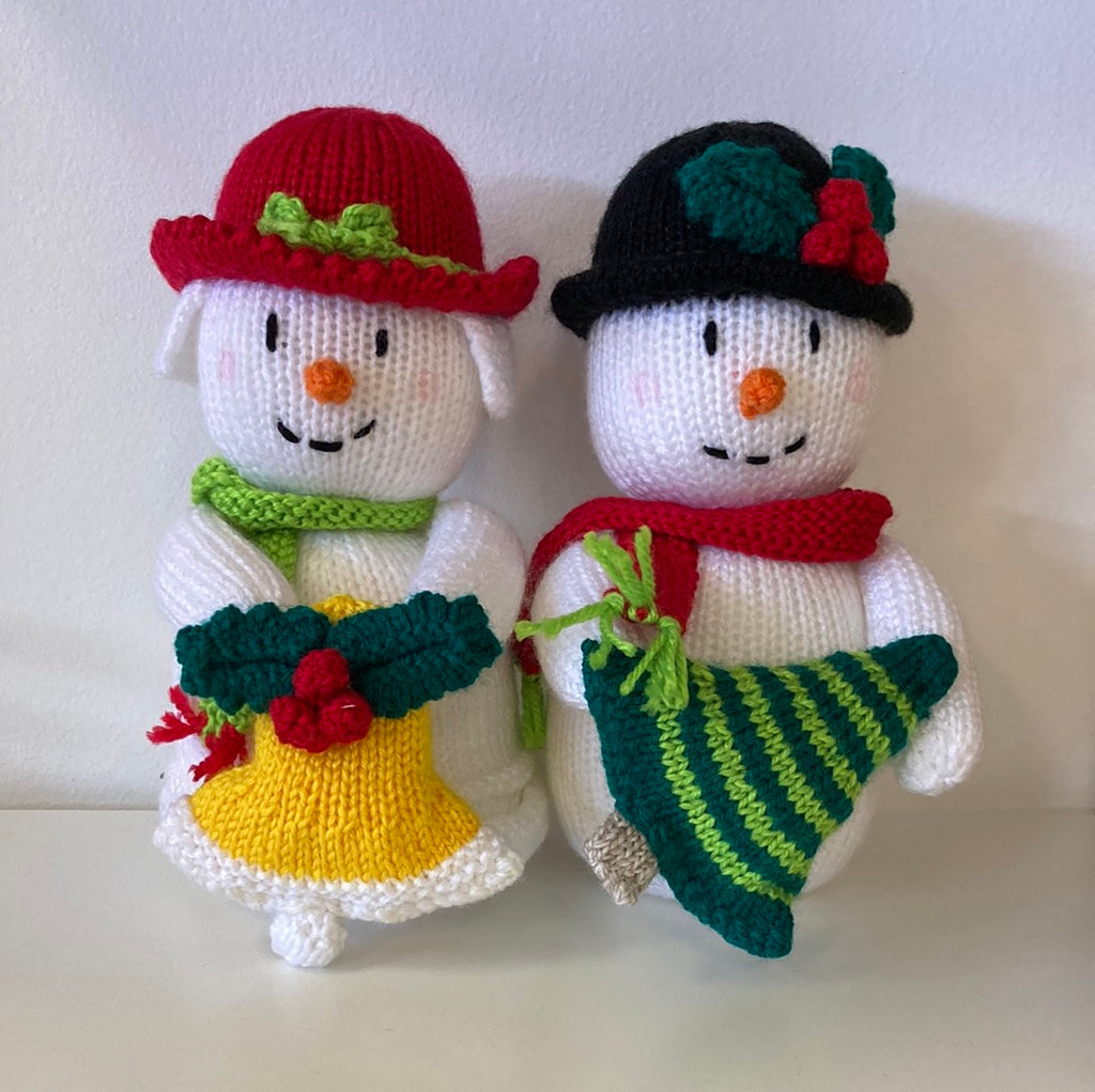 Hand Knitted Christmas Mr and Mrs Frosty