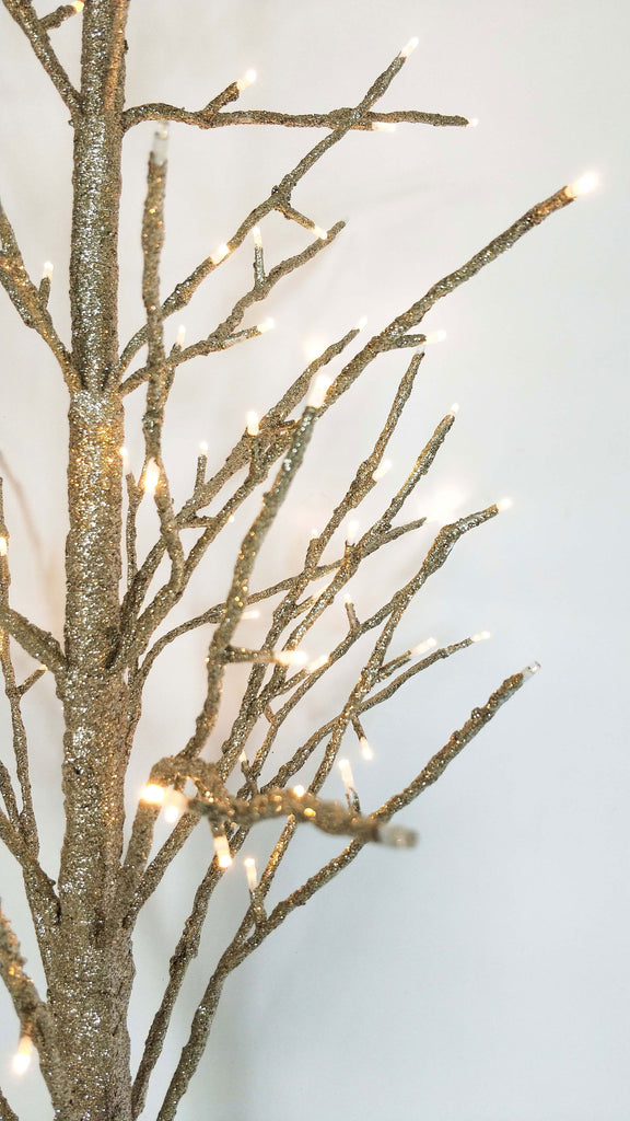 Glitter Christmas Tree with Lights - Champagne