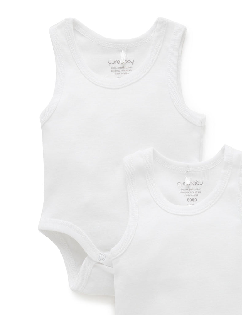 2 Pack Singlet Bodysuits - White